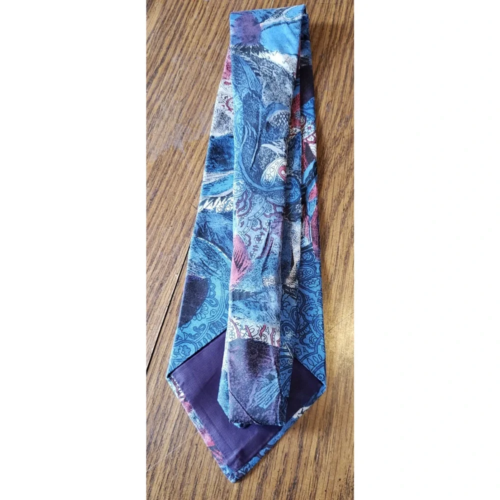 Blue and Red Abstract Colorful Paisley Necktie Tie